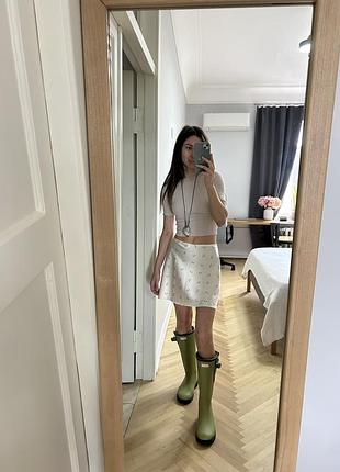 Спідниця jul молочна з квітковим принтом xs