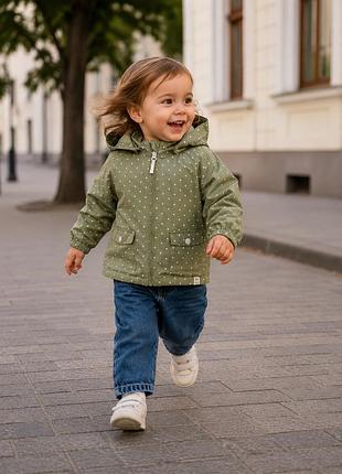 Бавовняна куртка для дівчинки в горошок з капюшоном/ розмір 86 / h&m