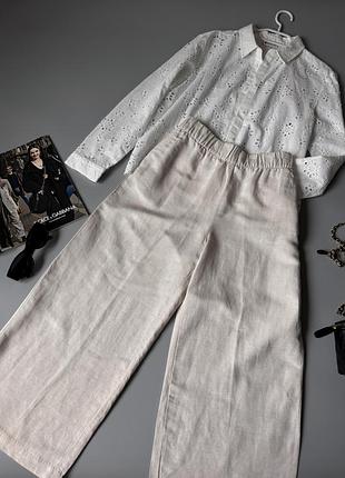 Лляні широкі кюлоти h&m р.м/l