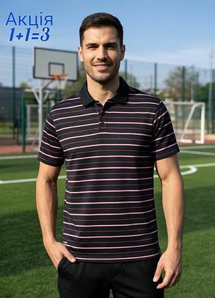 Спортивна футболка поло reebok playdry у смужку