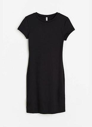 Базовое трикотажное платье-футболка h&m р.s