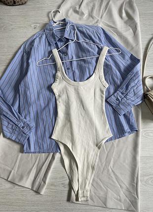 Боді молочного кольору у рубчик zara
