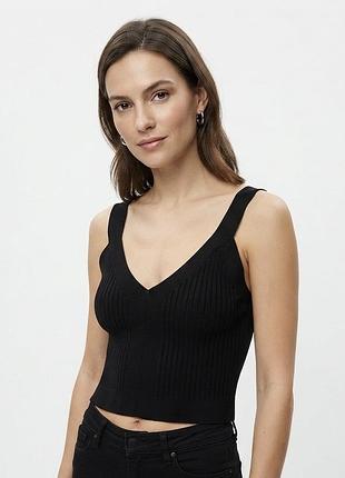 Стальний базовий трикотажний топ у рубчик h&m, розмір s