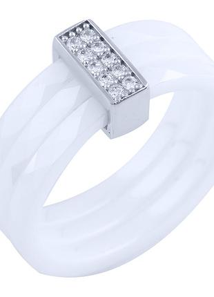 Серебряное кольцо komilfo с керамикой, вес изделия 4,95 гр (1886175) 17 размер