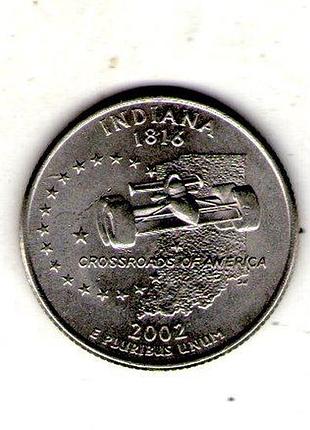 Сша 1⁄4 долларов, 2002 квотер штата индиана no545