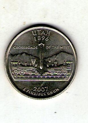 Сша 1⁄4 долара, 2007 квотер штату юта no284