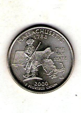 Сша 1⁄4 долара, 2000 квотер штату массачусетс no185