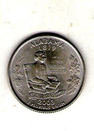 Сша 1⁄4 долара, 2003 кватер штату алабама no281