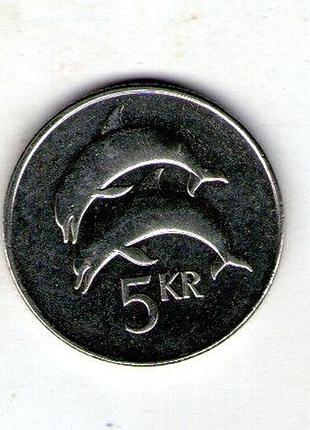 Исландия 5 крон, 2008 год сталь с никелевым покрытием, 5.6g, ø 24.5mm no550