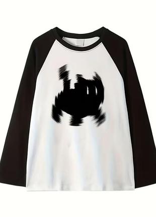 Черно-белый лонгслив с принтом современного мема кота. женский/унисекс свитшот с длинным черным рукавом. базовая оверсайз кофта. мист для тела в подарок!