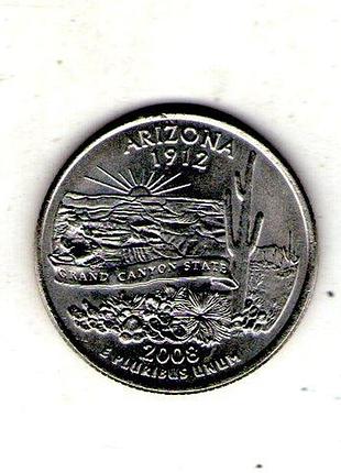 Сша 1⁄4 долларов, 2008 квотер штата аризона no450