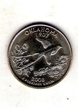 Сша 1⁄4 долара, 2008 квотер штату оклахома no271