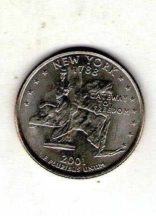 Сша 1⁄4 долларов, 2001 год квотер штата нью-йорк no187