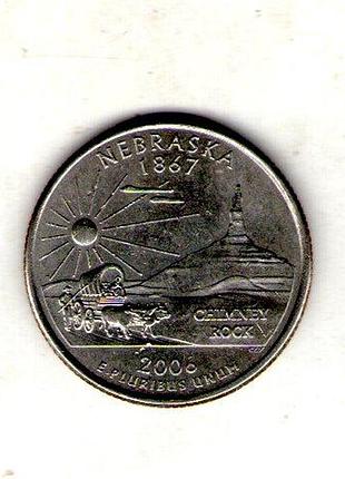 Сша 1⁄4 долара, 2006 квотер штату небраска no438