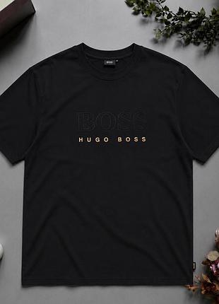 Футболка boss hugo boss чорна | оригінал | логотип 3d