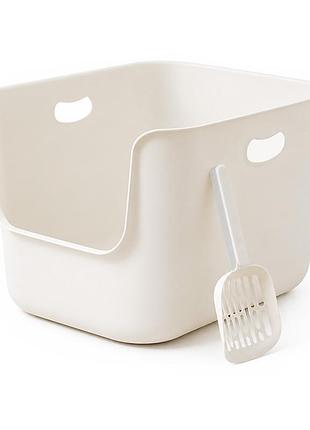 Туалет для кошек с лопаткой taotaopets 228812 с высокими бортами 57*37*35 см