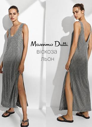 Massimo dutti длинное платье на основе льна и вискозы