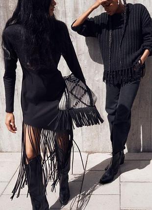 Щикарна ефектна актуальна трикотажна сукня плаття з бахромою h&m м 38 🔥🔥🔥