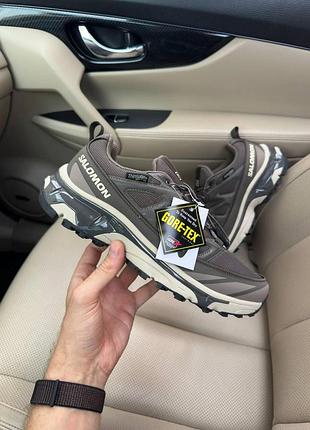 Мужские коричневые кроссовки salomon xt-6 gtx brown green winter termo х саломон 41