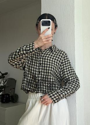 Сорочка в клітинку і з вишивкою від zara