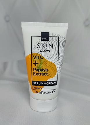 Крем-сироватка для обличчя з вітаміном с та екстрактом папаї «сяйво» avon skin glow