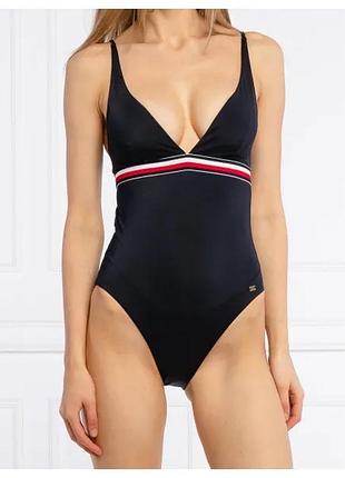Оригінальний купальник tommy hilfiger m жіночий суцільний купальник на бретельках графітовий купальник суцільний м