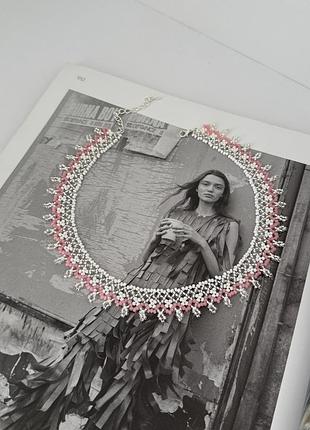 Ніжна силянка з чеського бісеру handmade чокер гердан стрічковий