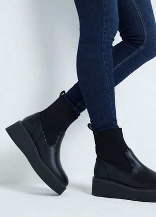 Черные женские ботинки-носки river island.размер 41(26,5см)
