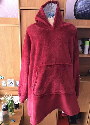 Меховушка, плюшева туника, довга, кофта, худи,  xl. primark. бордо, слип, пижама