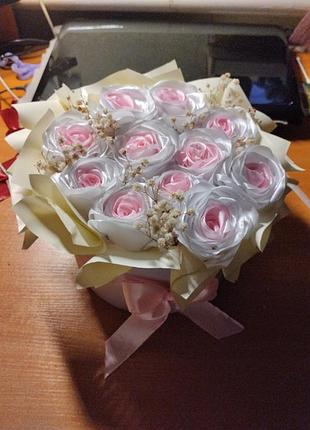 Букет из атласных лент 11 роз 🎀