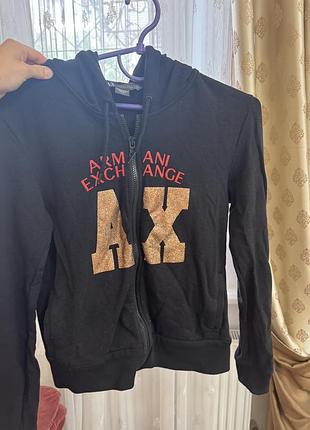 Armani exchange  чорна кофта з написом  для дівчаток , 10-12 років