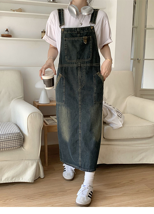 Джинсовый сарафан меди в стиле vintage wash