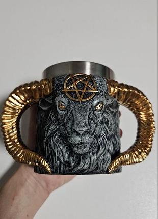 Горнятка ☕️. велика чашка 🍵. бафомет 🐐. 3d кружка 🛡. подарок 🎁 алтарь. готика. магия. талисман. 666. дьявол. сатана.