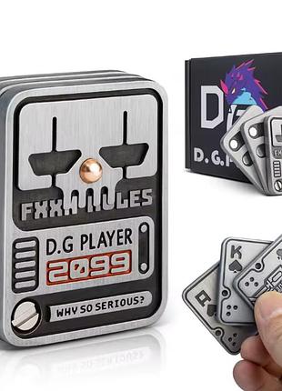 Фиджет игрушка покер 3в1 магнитный fidget toy антистресс офисный слайдер туз король дама череп (серебряный)