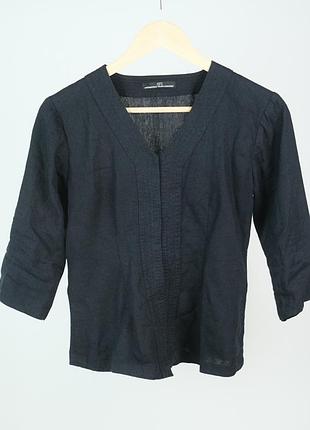 Черная льняная блуза-рубашка ayu international tailor &amp; boutique размер s–m