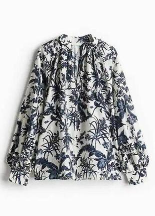 Блуза-сорочка оверсайз з рукавами- буфи від h&m