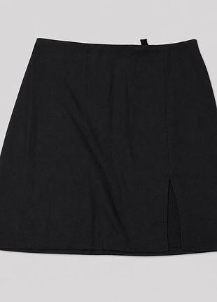 Спілниця h&m бавовняна з підкладкою вкорочена (з розрізом)