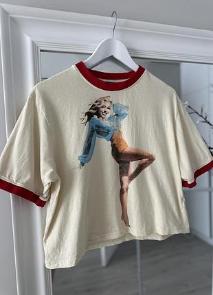 Натуральна бавовняна футболка boohoo топ принт boxy baby fit