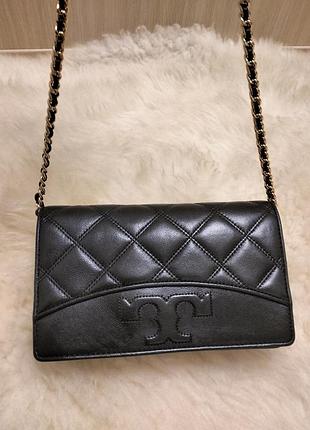 Роскошная кожаная сумка tory burch 
savannah fleming chain