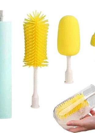 Електрична бездротова щітка – йорж cup cleaning brush з насадками для прибирання та миття посуду · usb зарядка