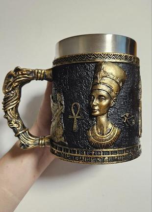 Горнятка ☕️. велика чашка 🍵. Нефертити 👑. фараон 🏺. древней Египет 🌅. 3d кружка 🛡️. подарок 🎁