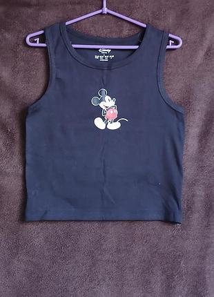 Майка женская, черная в рубчик, mikey,  l, eur 42-44