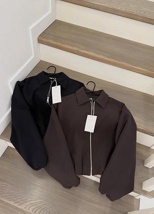 Коричневий шоколадний бомбер від zara l xl / коричневый шоколадный бомбер зара