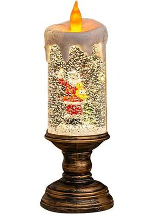 Новорічний сніжний світильник-декор led свічка hc-g032 ∙ святковий led-світильник hc-g032 з ефектом снігопаду та музикою