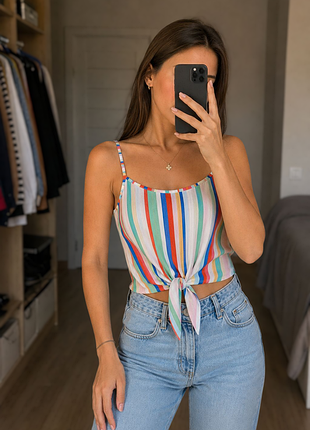 Жіночий літній топ на зав'язках, різнокольоровий та яскравий 🌈🏵🧡🥭