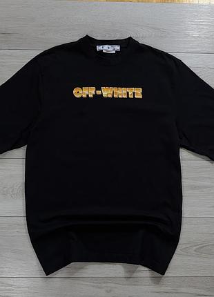 Чорна платна люксова футболка офф вайт off-white metallic arrows art, факт xl, оригінал