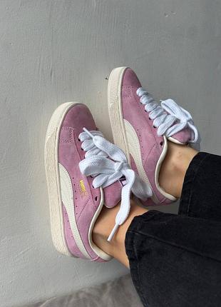 Puma suede xl pink white/пума суеде хл розовые с белым 36 37 38 39 40 41