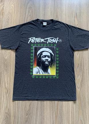 Мужская хлопковая футболка с раста принтом peter tosh