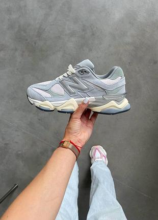 Замшевые серые кроссовки new balance 9060 grey pink х нью беланс 40
