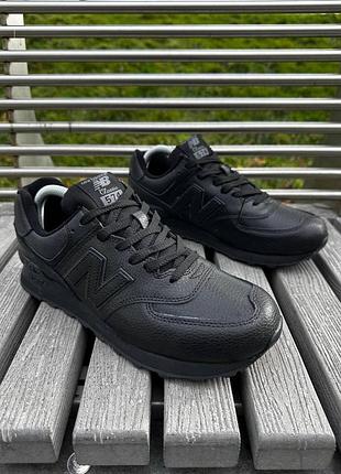 Кросівки new balance 574 шкіра, чорні) 392-11
